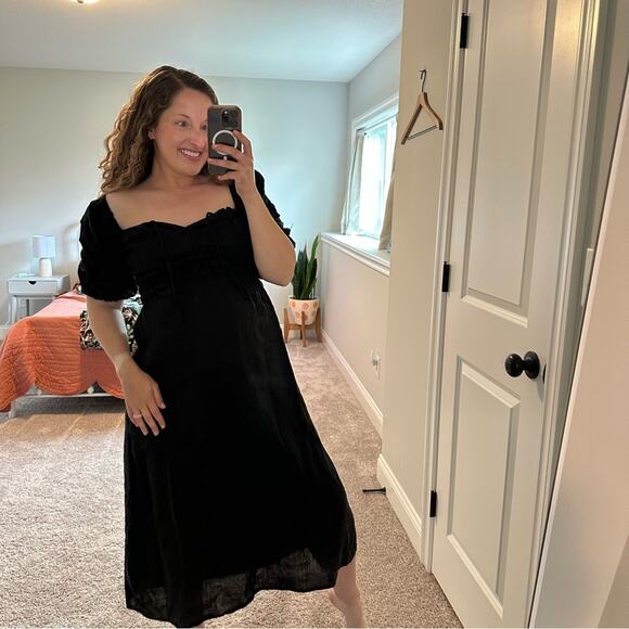 Tuckernuck Faithfull The Brand Black Linen Black Puff Sleeve Maxi Dress 4 - Picture 5 of 14